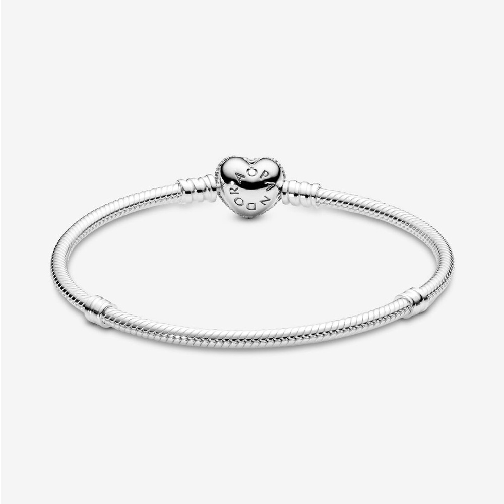Pandora Silver Heart Clasp Snake Chain Bracelet